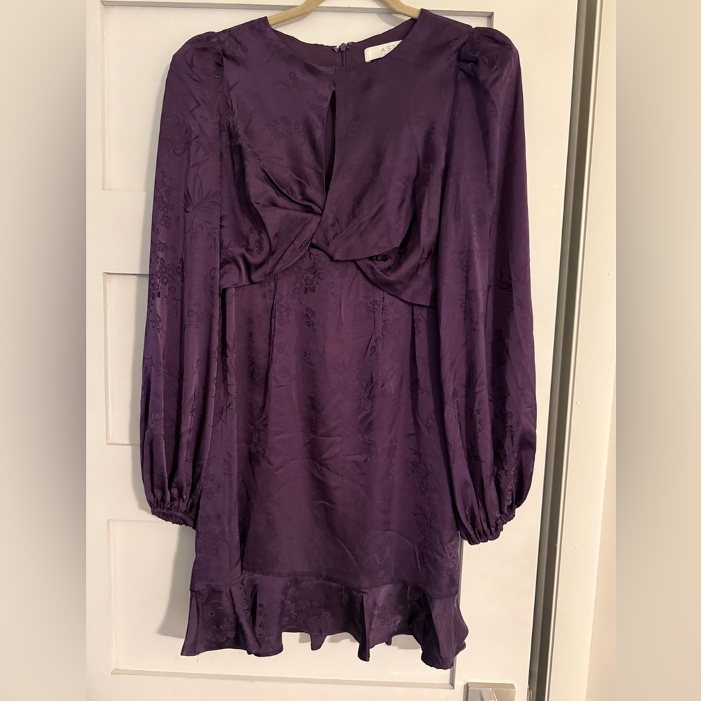 Astr Deep Purple Long Sleeve Dress